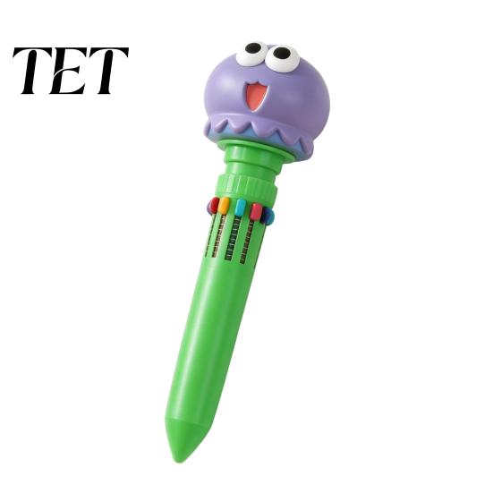 Portable Stationery for Pencil Case 10 in 1 Cartoon Ballpoint Pen, Multicolor Press Retractable Pens, Creative Pens with Avatar Toppers Smooth Writing