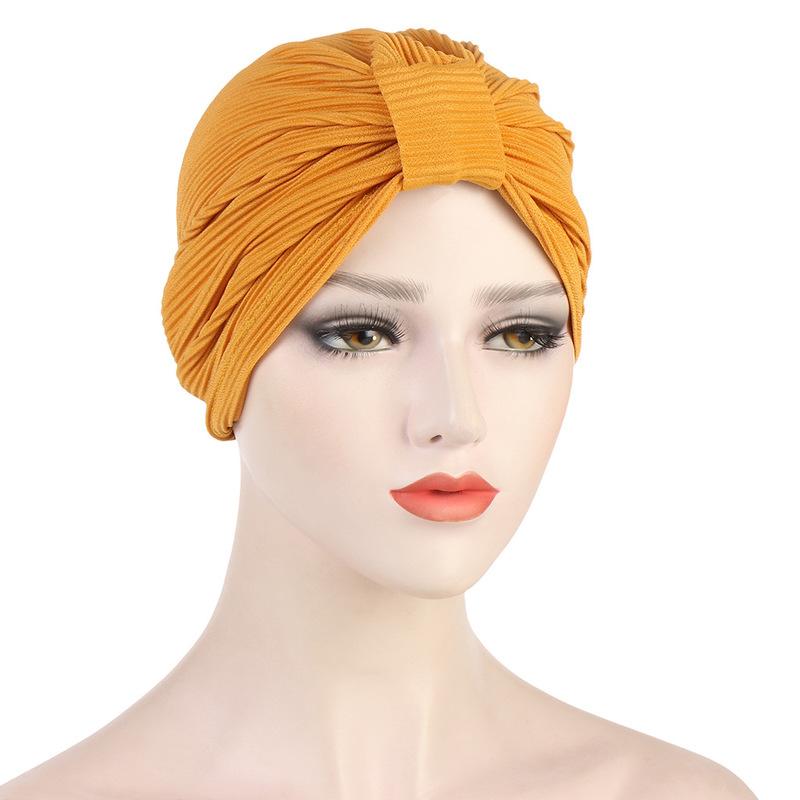 Turbante de algodón y lino para mujer, turbante trenzado para mujer, turbante musulmán, gorro químico, tocado indio