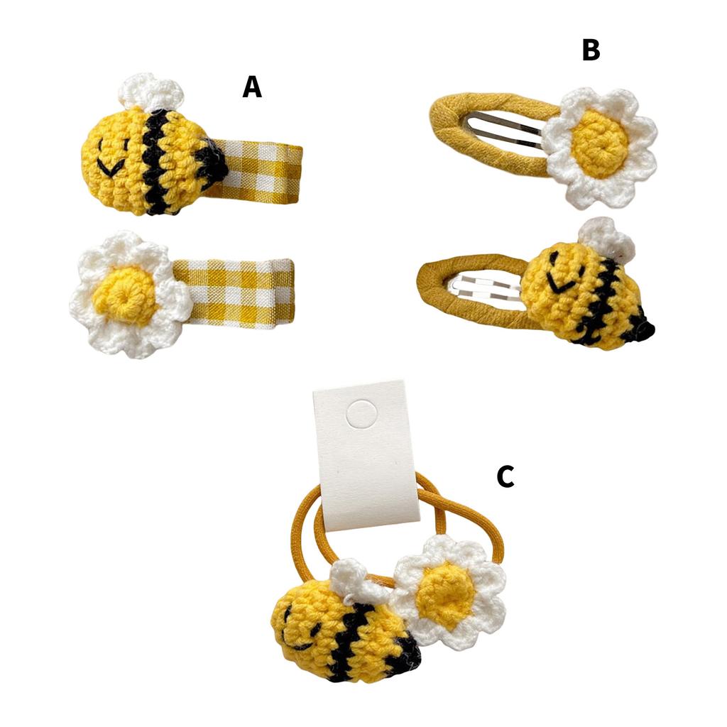2PCS Honeybee Theme Hair Clip Set Korean Styles Hairpin Fashionable Hair Ornament Festival Decorative Hair Clip Hair Tie