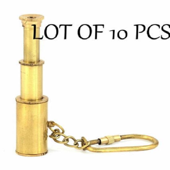 Лот из 10 штук латунный брелок телескоп морской подзорная труба брелок кольцо для ключей — фото 3