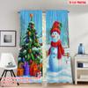 2pcs 2D Flat Printing Christmas Party Curtains Christmas Snowman Winter Holiday Tree Digital Printed Polyester Drapes Spring Use