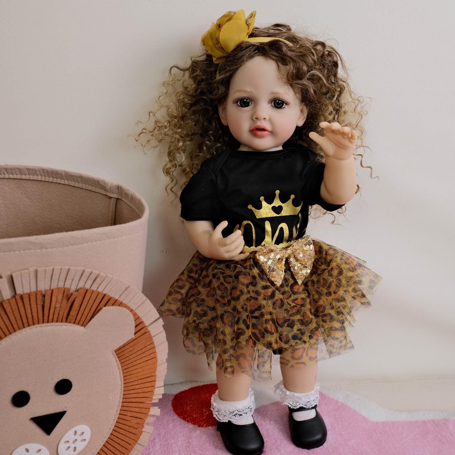 

NPK 55 см Кукла-реборн с полным клеем, юбка из марли с леопардовым принтом, имитация, поставка для трансграничной электронной коммерции Бетти 55cm чёрный/коричневый