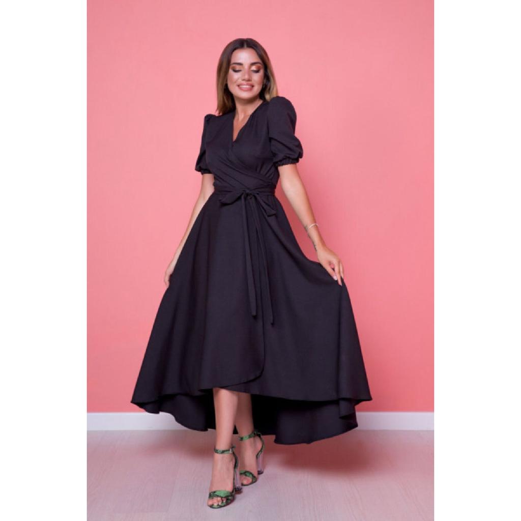 Women's Black Plus Size Asymmetrical Cut Dress