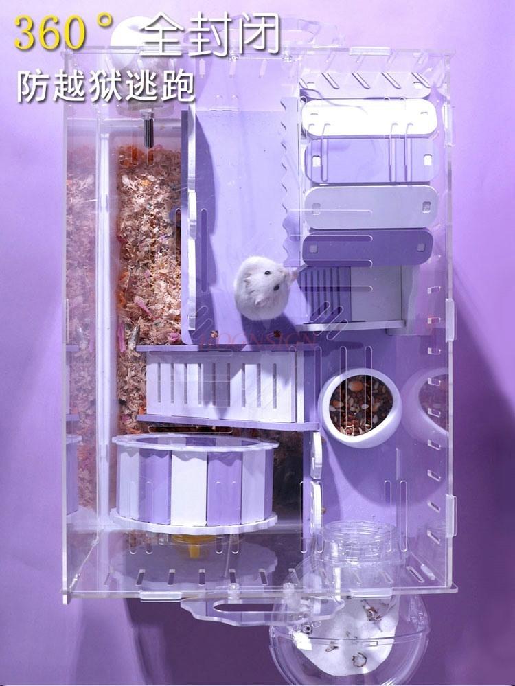 Kleiner Hamsterkäfig Acryl Transparent Spezielles Haus Extra Große Villa Goldener Bär Zubehör