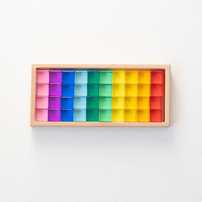 Transparent Rainbow 3D Building Blocks: Educational Acrylic Cubes for Children
