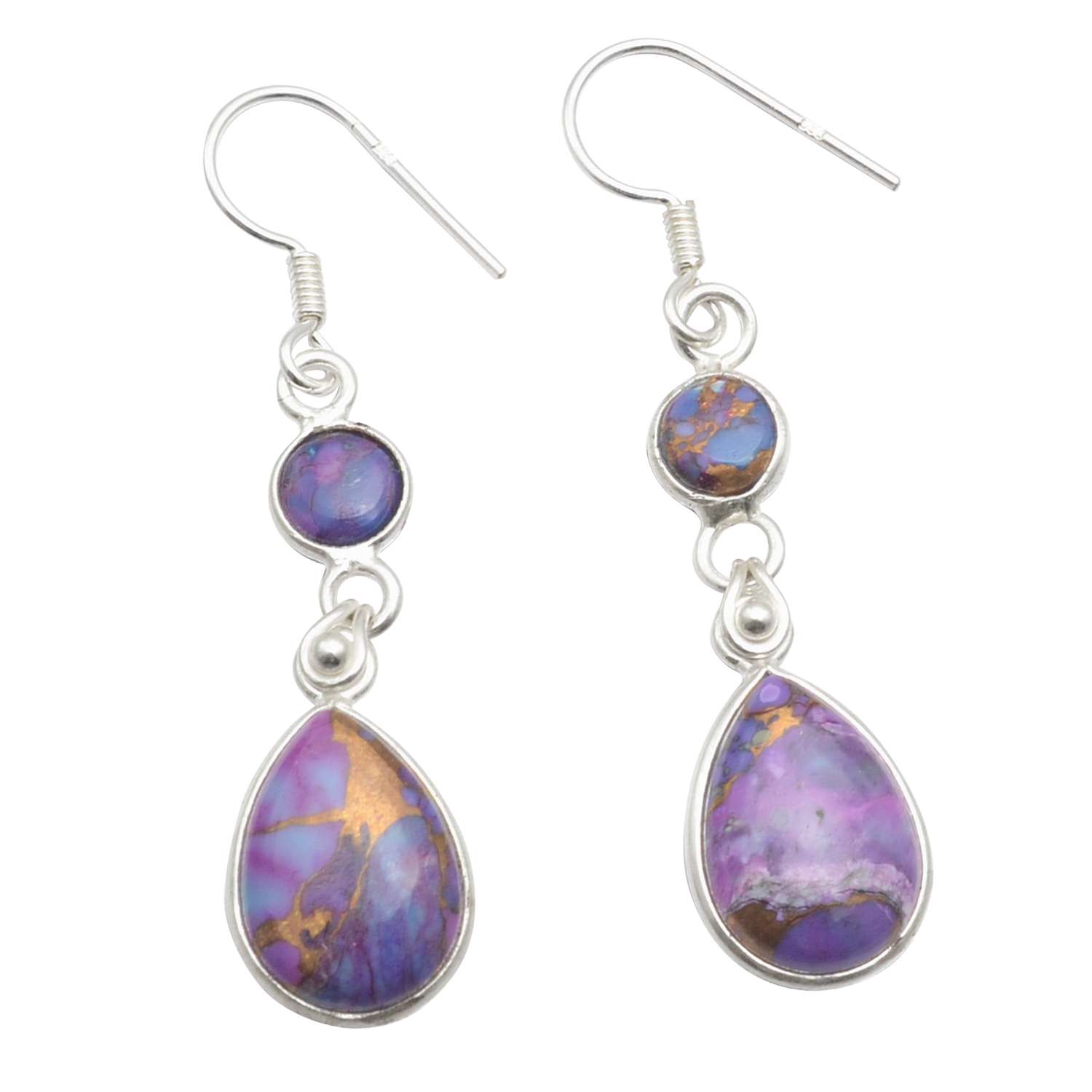 

Purple Turquoise Gemstone Earrings Solid 925 Sterling Silver Handmade Earrings Jewelry Gift For Women And Girls E-2930