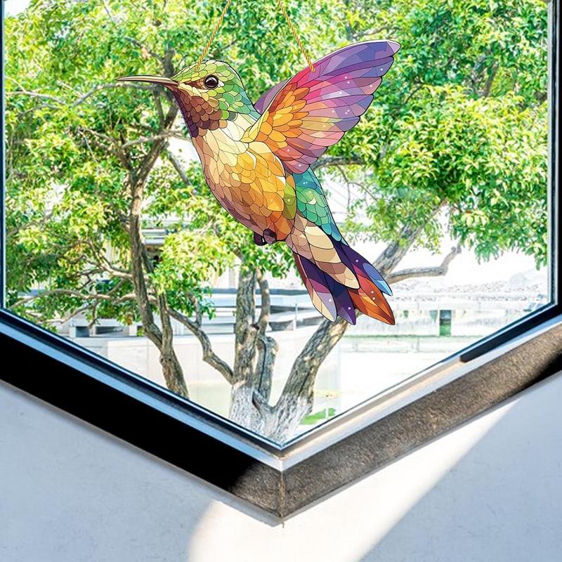 Colorful Hummingbird Sun Catcher Acrylic Sun Catcher Acrylic Rainbow Bird Wind Chimes Crafts Home Garden Pendant Decoration