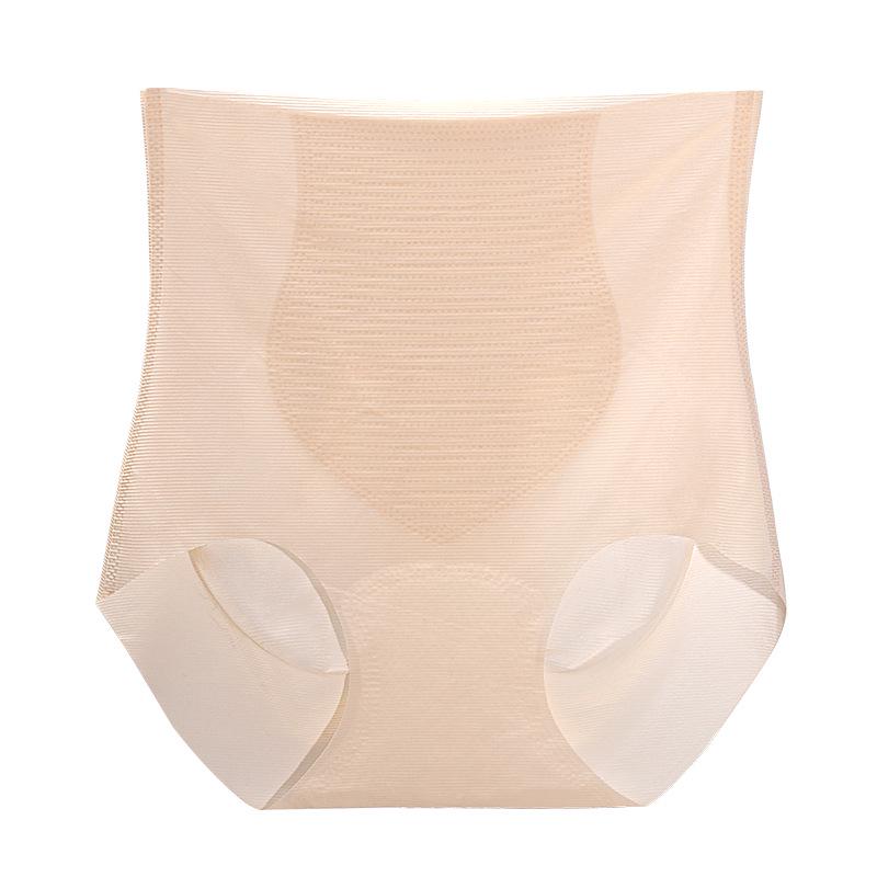 High Waist Ice Silk Seamless Tummy Control Yoga Panties with Antibacterial Crotch and Hip Lift