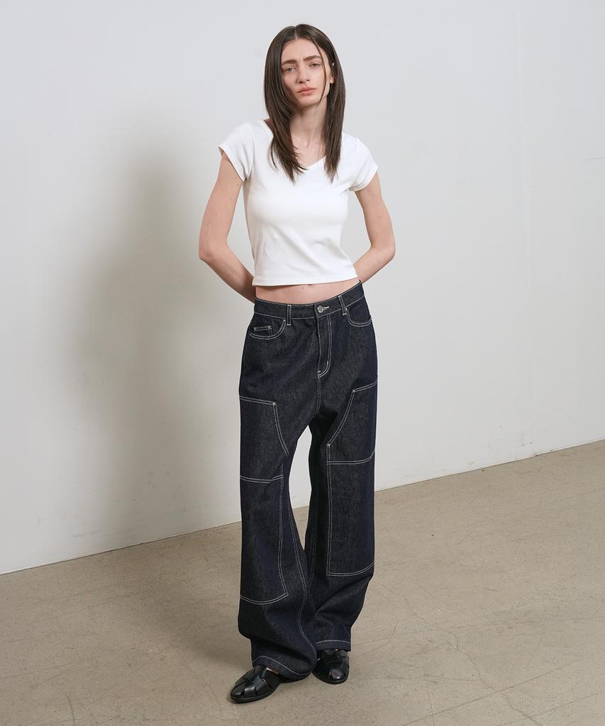 GENERALIDEA Daily Short Sleeve V-Neck T-Shirt [White] / Gf1Lts513