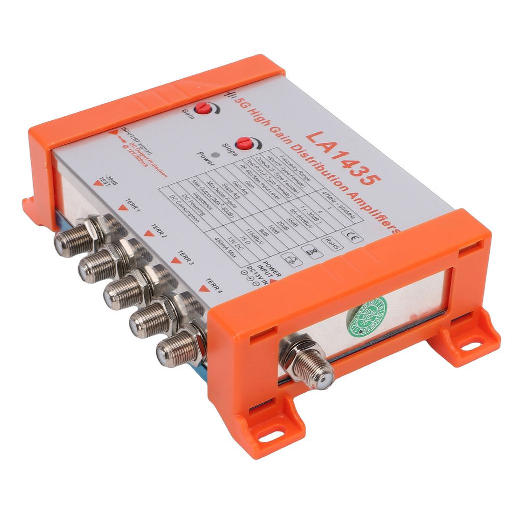 35dB Hochgewinn-Verteilerverstärker 4-Wege-Verteilerverstärker Unterstützt 5G LTE Filter für TV EU-Stecker