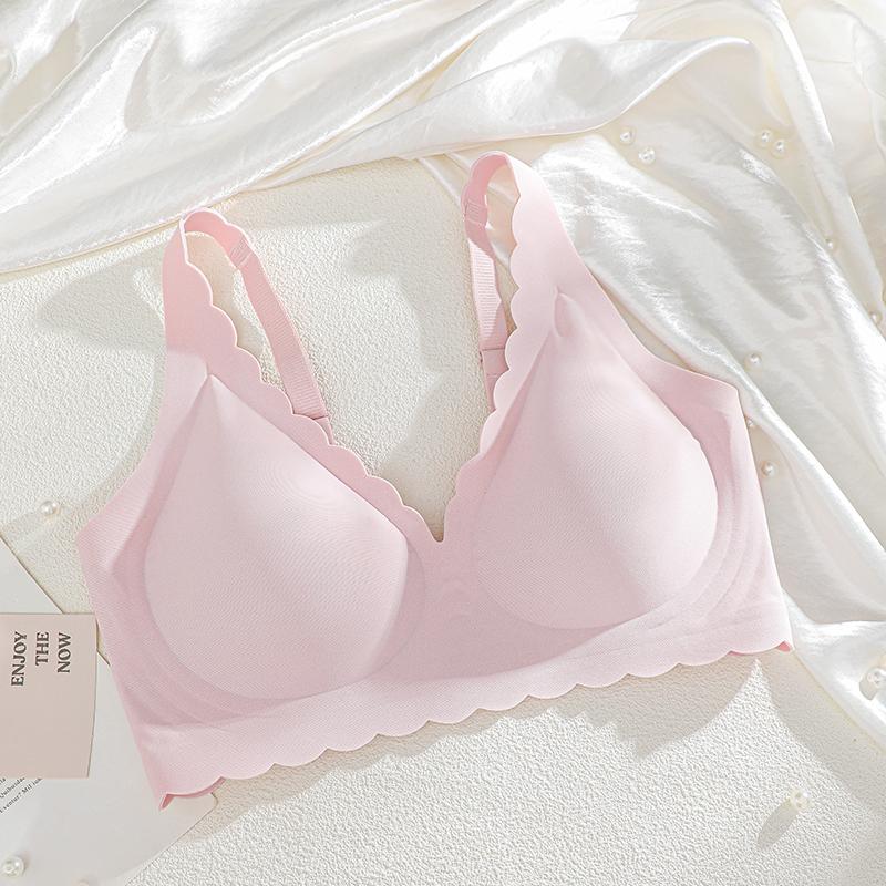 

Women Seamless Wireless Bra Edge No Steel Ring Comfortable Soft Breathable Bra Invisible Underwear For Daily Wear S-XXL XXL рожевий
