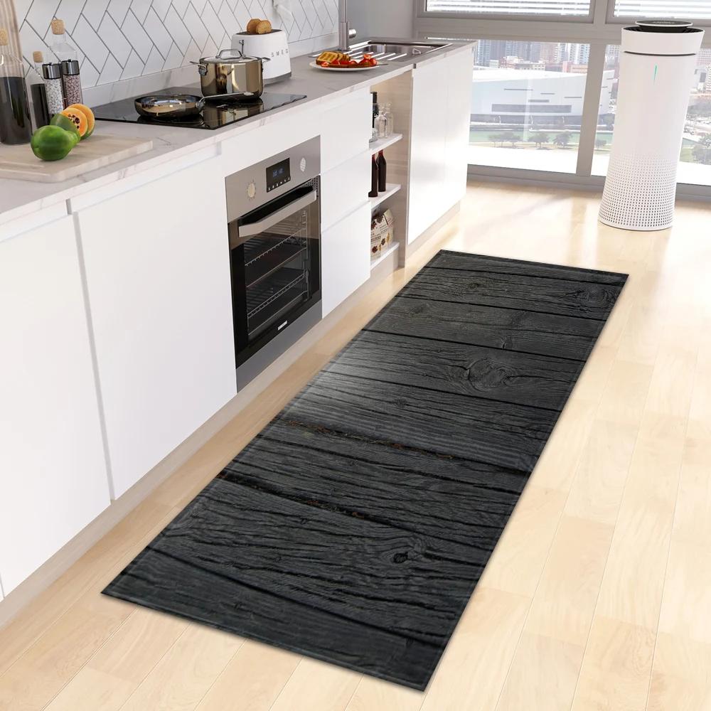Wood Grain Kitchen Rug Bedroom Entrance Doormat Anti-Slip Living Room Floor Decor Carpet Home Bath Hallway Foot Mat Custom Made