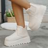 2025 Fall/Winter New Women's Platform Snow Boots Cotton Shoes with Fleece Round Toe Pull-Over Cotton Boots Inside