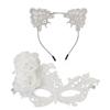 Halloween Party Mask Comfortable Half Face Lace Mask Cat Ear Headband Elegant Costume Mask Set For Dance Halloween Party Costume