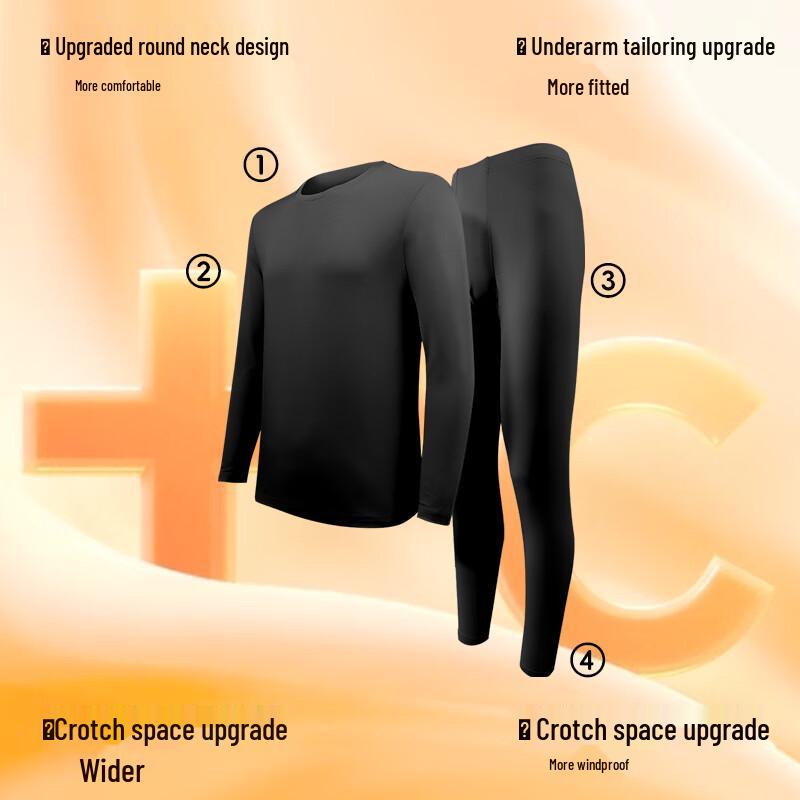 GUJIN Men's Seamless Fleece-Lined Thermal Underwear Set
