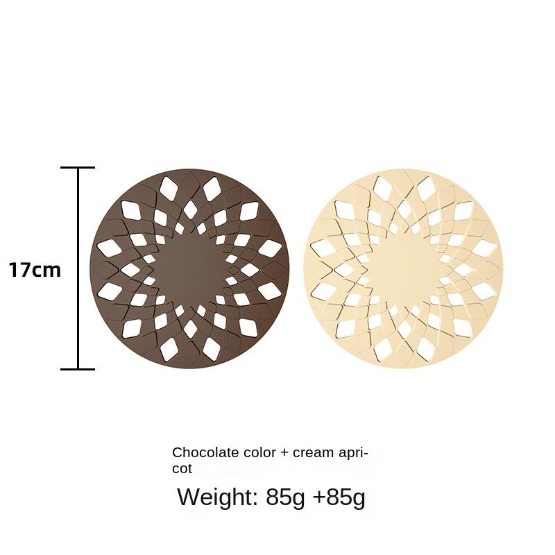 2 Pcs Lines Hollow Placemat Food Serving Table Mat Fletching Remover Vinyl Placemat for Round Table Hollow Out Silicone Placemat Safe Coaster Non-Slip