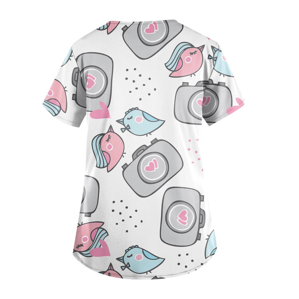 Dámské personalizovaný potisk Trička s krátkým rukávem a výstřihem do V Valentýnská pracovní trička