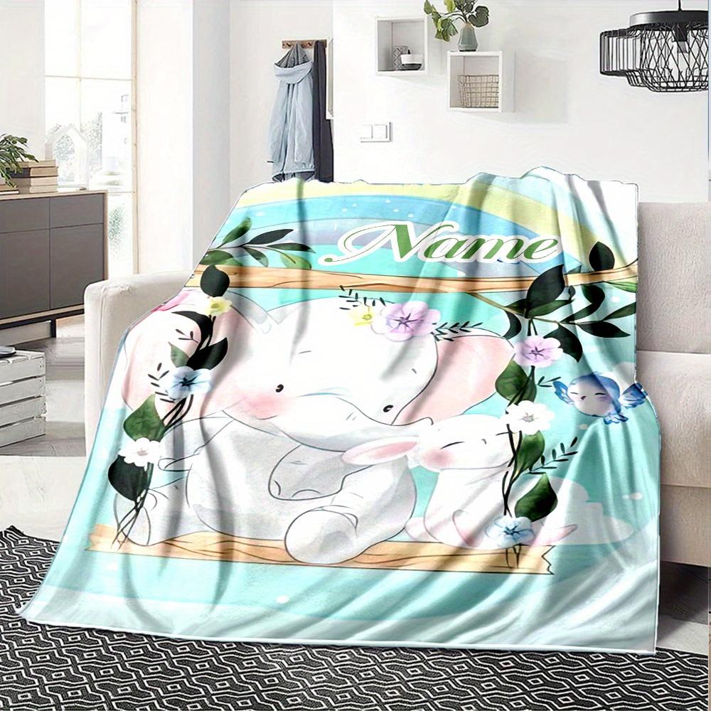 Elephant And Bunny Home Custom Blankets Comfortable Soft Lightweight Allseason Multipurpose Blanket For Picnics Sofas Offices Beds Living Rooms