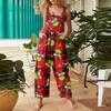 Women's Jumpsuit Halloween Print Casual Loose Vintage Shoulder Strap Cotton Linen