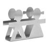 Upright Napkin Holder Boy and Girl Hollow Pattern Wrought Iron Metal Vertical Tissue Holder Desktop Storage Rack