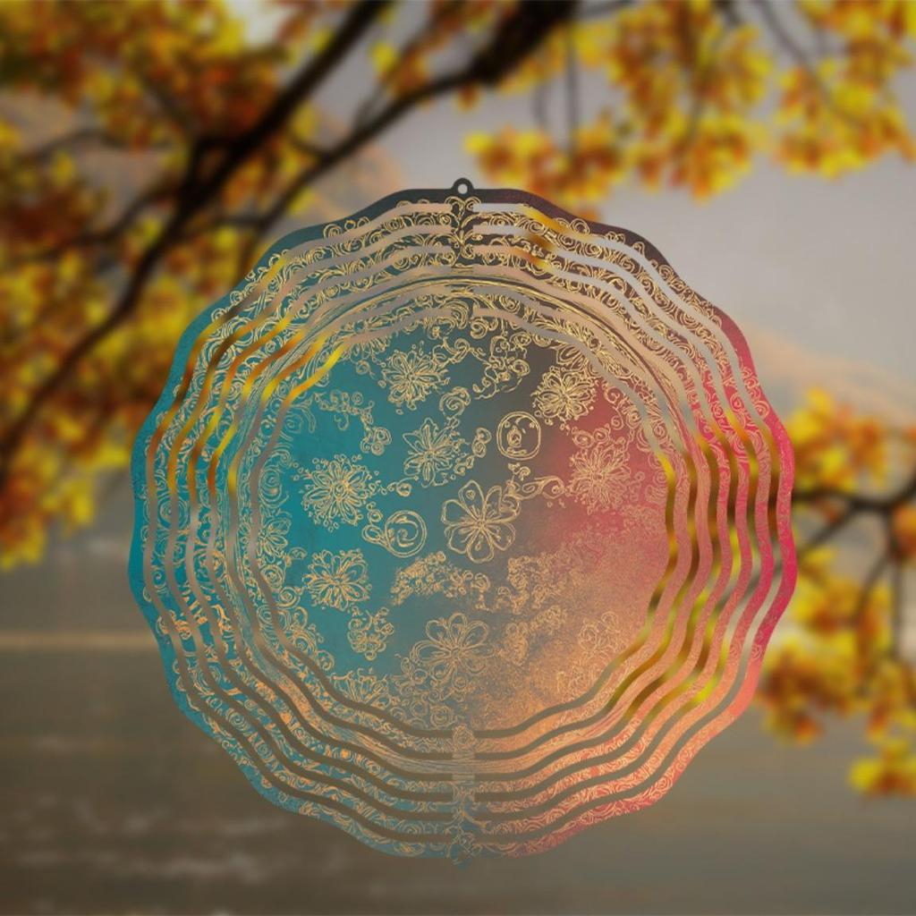 360 Degree Rotating Metal Wind Spinner for Outdoor Garden Decor with Intricate Floral Design and Vibrant Colors Perfect Gift for All Seasons