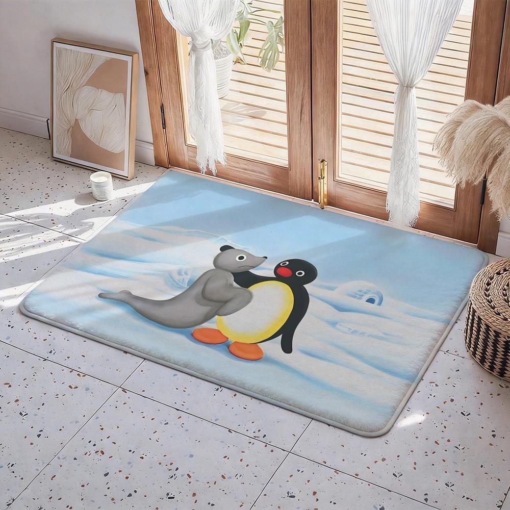 Animal P Penguin Floor Mat Eco Flannel Doormat Non Slip Odorless Indoor Floor Rug Soft Short Plush Home Mat