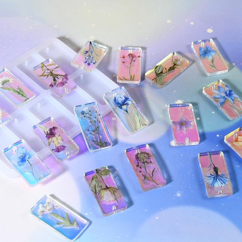 Multifuntional Jewelry Silicone Molds Pendant Moulds Silicone Texture for Resin Rectangular Earrings and Pendants