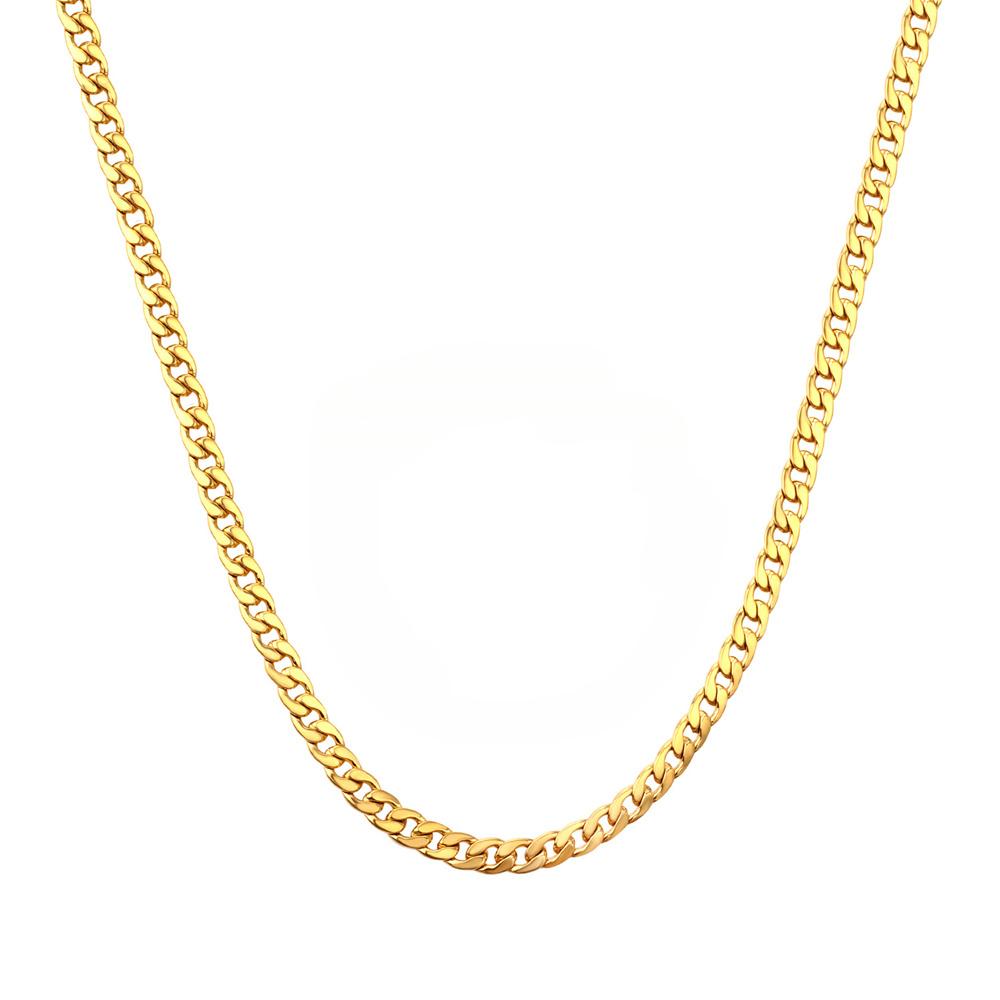 Hip Hop Curb Cuban Link Chains 4mm Gold Silver Color Stainless Steel Chain Necklaces For Men Women Vintage Jewelry Gift XL287-4