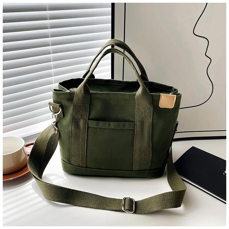 Canvas Tote Bag For Women With Zipper Pocket Casual Street Fashion Daily Use