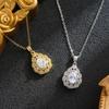Gold and Silver Luxury Pendant Necklace with Dove Egg and Rhinestones