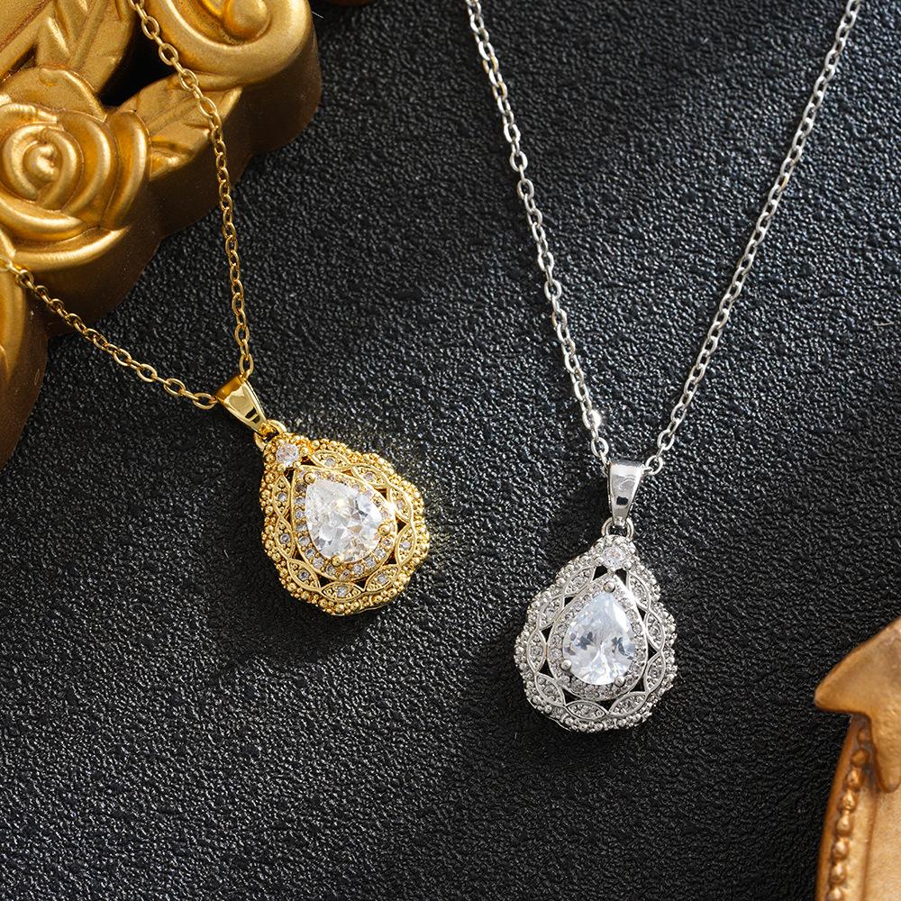 Gold and Silver Luxury Pendant Necklace with Dove Egg and Rhinestones