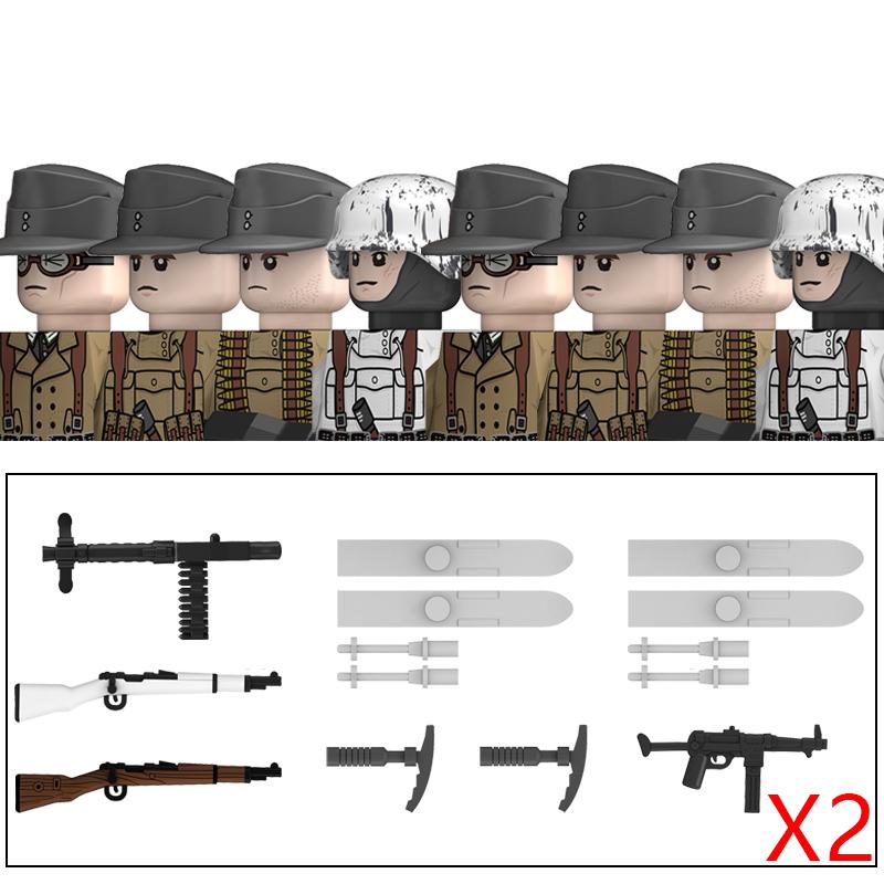 Ungiftige Militär-Zweiter Weltkrieg Deutsche Marine Panzer Truppen Bausteine USA 101. Großbritannien Sowjetunion Soldaten Infanterie Waffen Steine Spielzeug Kinder