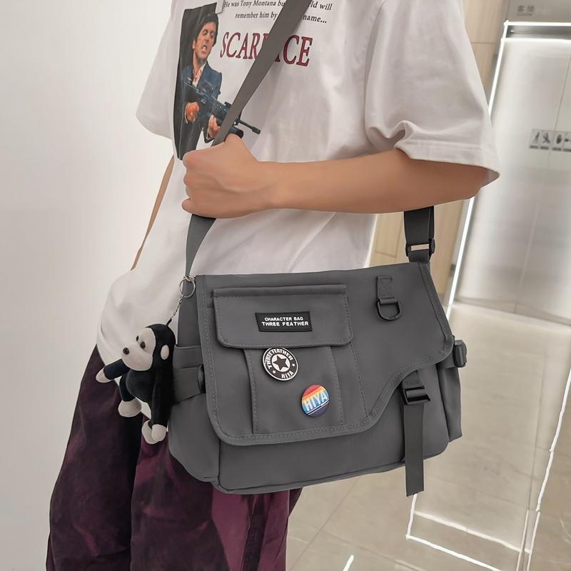 Dámská jednobarevná crossbody taška Pánská taška Messenger s velkou kapacitou Studentská taška přes rameno