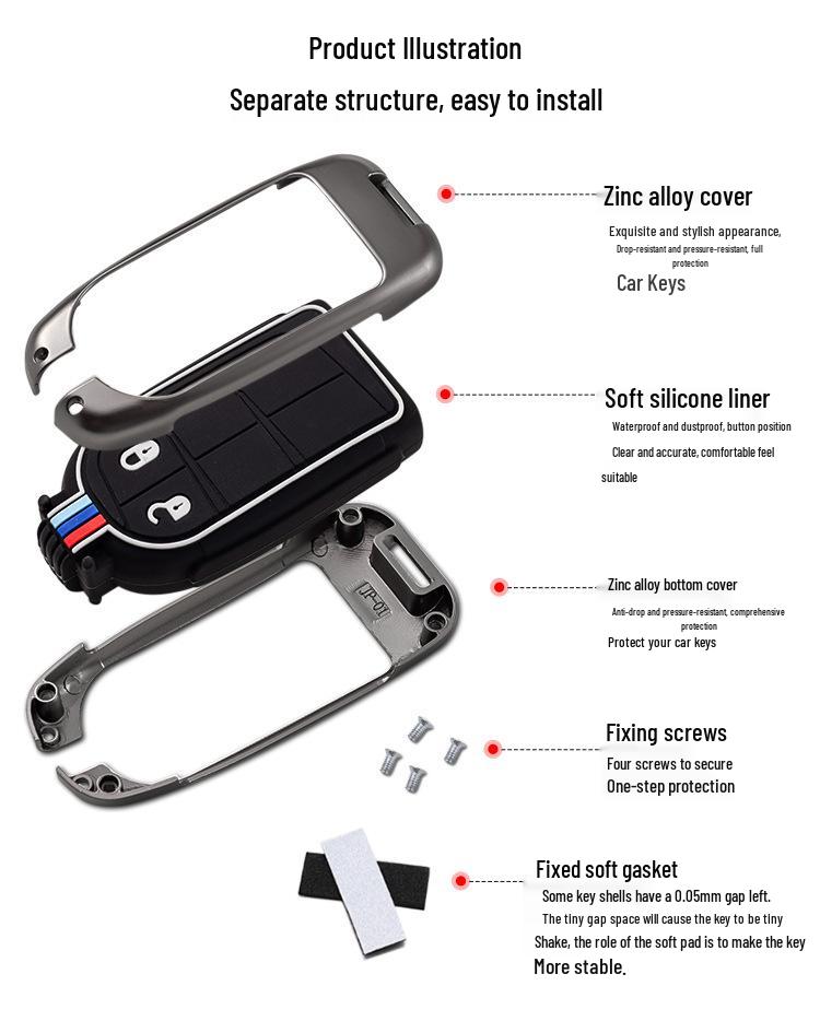 GAC Fiat Viaggio/Ottimo Car Key Case with Metal Shell and Buckle Protection