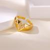 Fashion Design Sense Gold-plated Diamond Butterfly Love Open Copper Ring Women's Fashion Versatile Ring Hand Jewelry