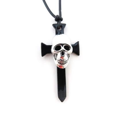 [J3629] - Black Silver 'Skull' Designer Necklace