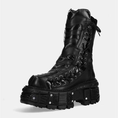 All-Matching Women's Special-Interest Design Lace Up Knight Female Dark Punk Metal Muffin Platform Ankle Boots Men