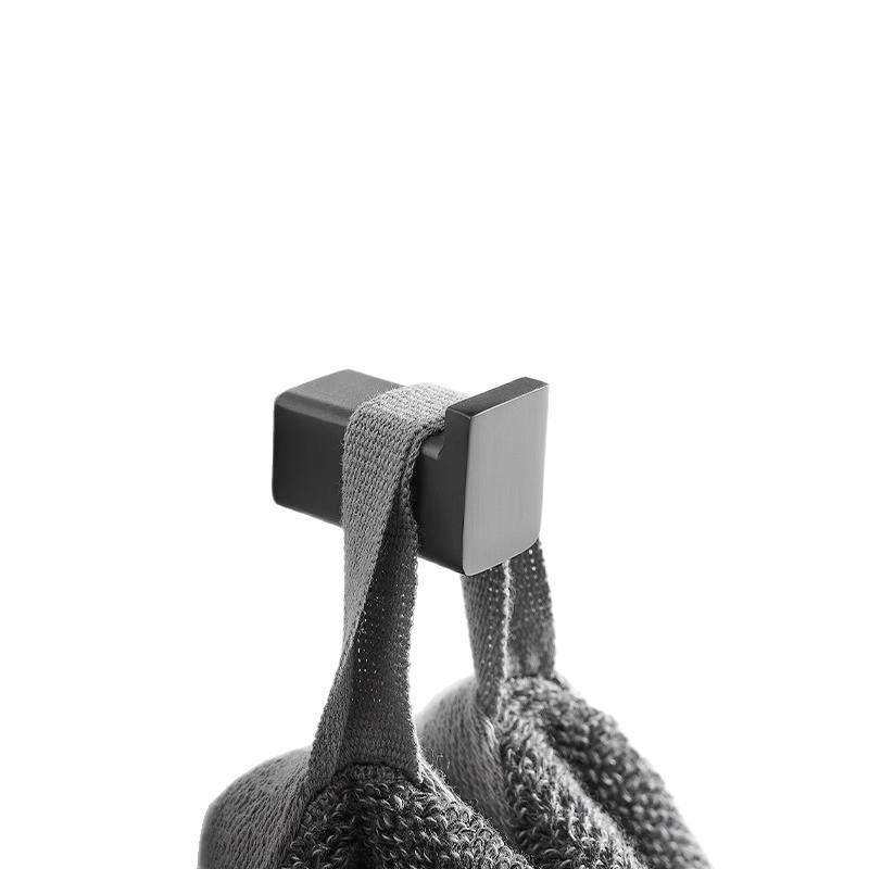 Gunmetal Badezimmer Handtuchhaken - Lochbohrung, Hohe Tragfähigkeit, Tür- & Wandmontage, Quadratischer Kleiderhaken.