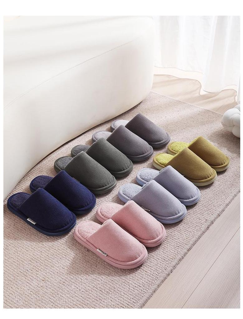 2024 Thick-Soled Plush Cotton Slippers: Non-Slip Warm Indoor Footwear for Men & Women