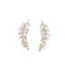 Elegant Zircon Wheat Ear Leaf Stud Earrings: Exquisite Design for Versatile, High-Grade Style