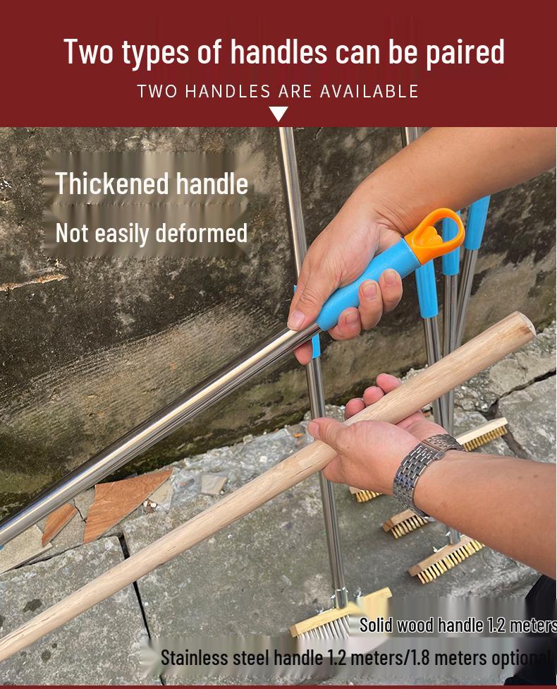 Stainless Steel Wire Floor Scrubber with Long Handle and Hard Bristles