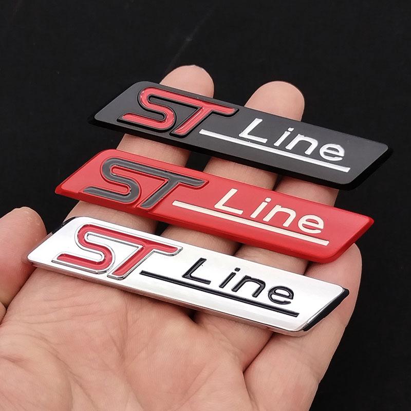 cjbkmg1 3D Metal STLine ST Line Emblem Car Fender Rear Trunk Badge Decals Sticker For Ford Focus Fiesta Mondeo Decorative Accessories