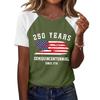 Women's Floral Patchwork Print Casual T-Shirt 0Th Anniversary USA Shirt Patriotic Tshirt
