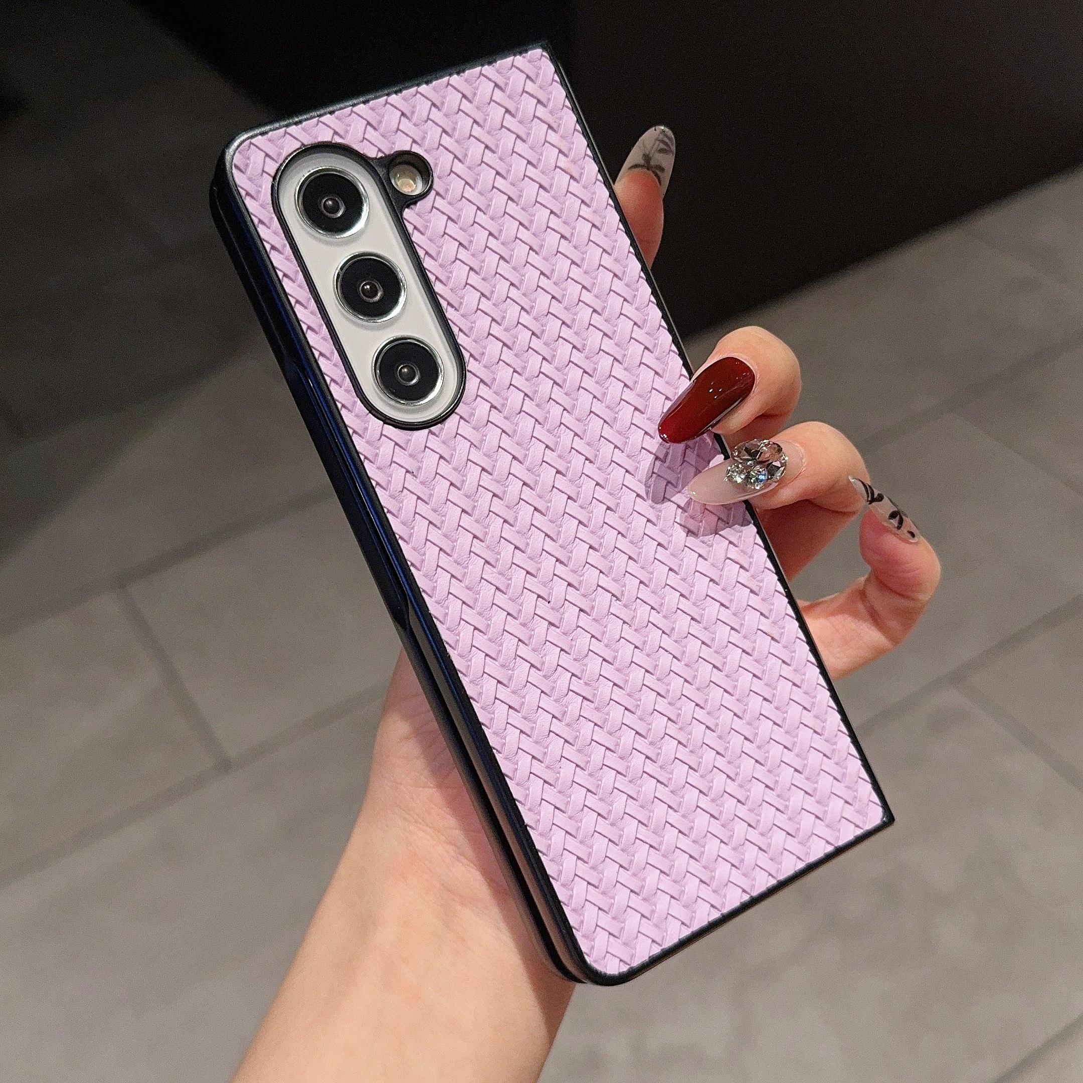 

Чехол для Samsung Galaxy Z Fold5 5G, тканевая текстура, покрытие из ПУ кожи, ПК чехол для телефона C