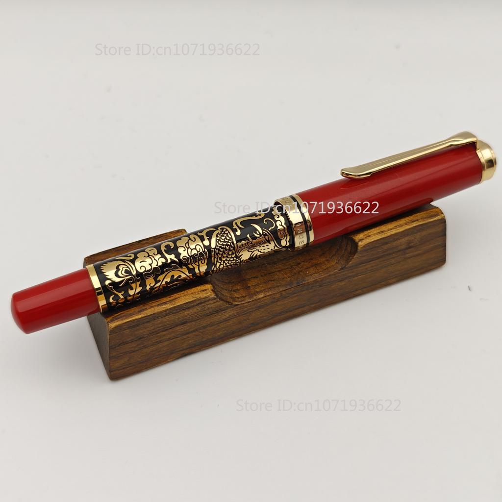 ADMOK M800 Divine Beast Essence Carved Edition No.6 Schmidt BOCK Piston Fountain Pen Plated 24K Dragon White Tiger Writing Pen