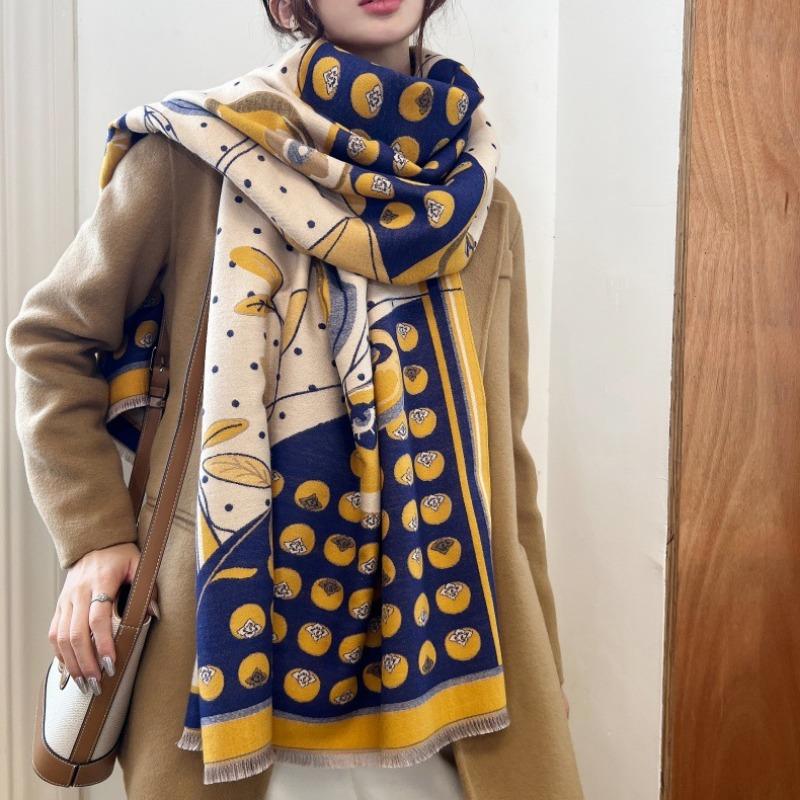 High-value Boutique Imitation Cashmere Scarf, Female Persimmon Ruyi Gift Shawl, Warm In Winter, Thick Mother Scarf