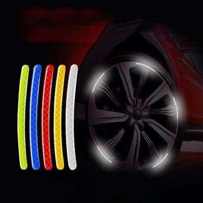 20pcs Car Tire Hub Reflective Strips Stickers Car Motorcycle Wheel High Reflective Warning Decals Tyre Rim Reflector Sticker