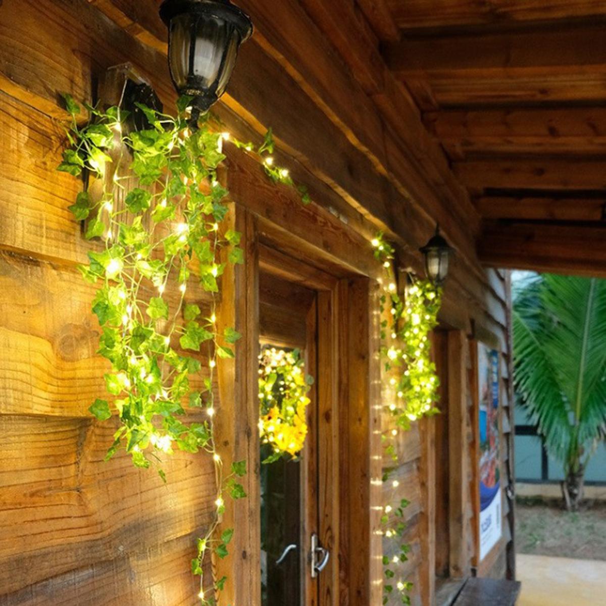 

Зеленые гирлянды из листьев, работающие от USB и батареек, светодиодные гирлянды из ротанга, гирлянды из лозы плюща для вечеринки, свадьбы, дома, террасы, кемпинга, украшения двора 5M 50LED