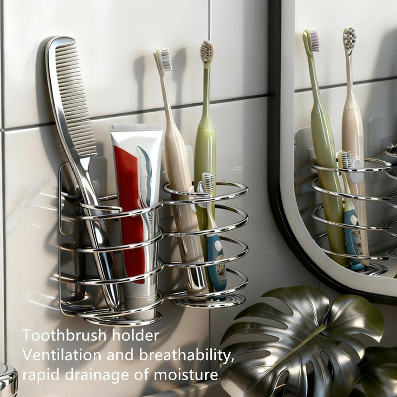 

Wall-Mounted Metal Spiral Toothbrush & Makeup Brush Holder Kitchen Bathroom Rack Basin Storage Rack Towel Hanging Holder onesize
