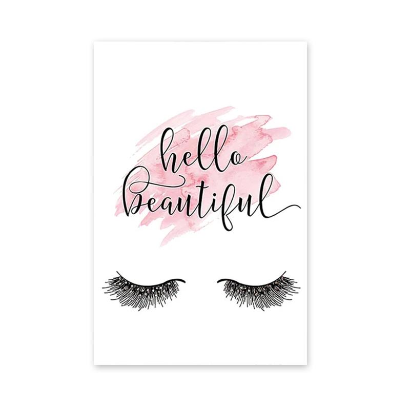 Fashion Pink Flower Perfume Eyelash Lip Makeup Poster Print Girl's Room Canvas Painting Wall Art Picture for Beauty Salon Decor